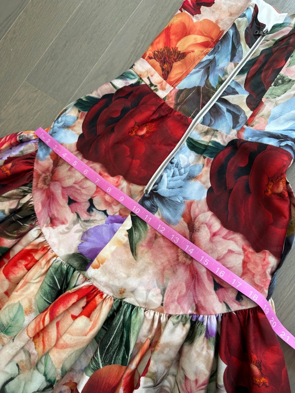 Alice + Olivia Diana Gown Maxi Dress Storm Floral Large Drop Waist - Size 2 XS - Picture 9 of 11